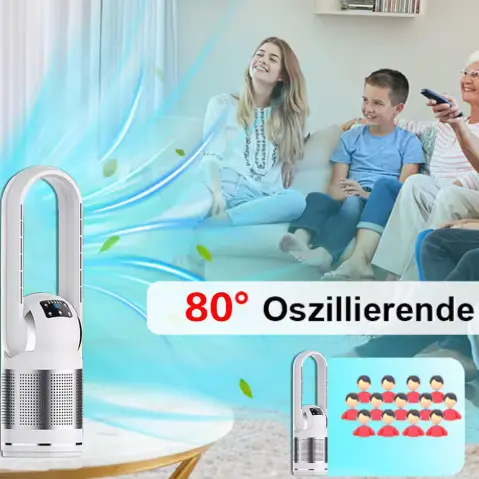 Multifungsi Smart Home HEPA Filter Air Purifier karo Bladeless Heater lan Cooler Fan